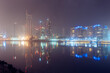 Manama, Bahrain on a foggy night