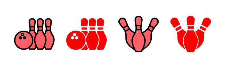 Wall Mural - Bowling icon set illustration. bowling ball and pin sign and symbol.