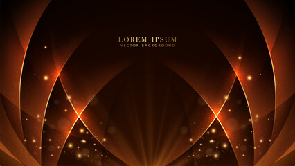 Wall Mural - abstract golden lines curve with glittering light effects, light beams bokeh elements decoration