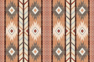 Wall Mural - Navajo tribal vector seamless pattern. Native American ornament. Ethnic South Western decor style. Boho geometric ornament. Vector seamless pattern. Mexican blanket, rug. Woven carpet illustration.