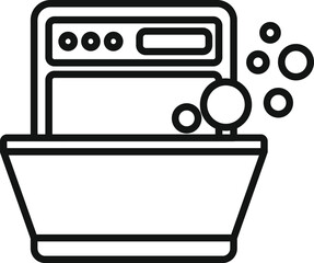 Sticker - Bubble wash dishwasher icon outline vector. Fixing worker. Service broken appliance