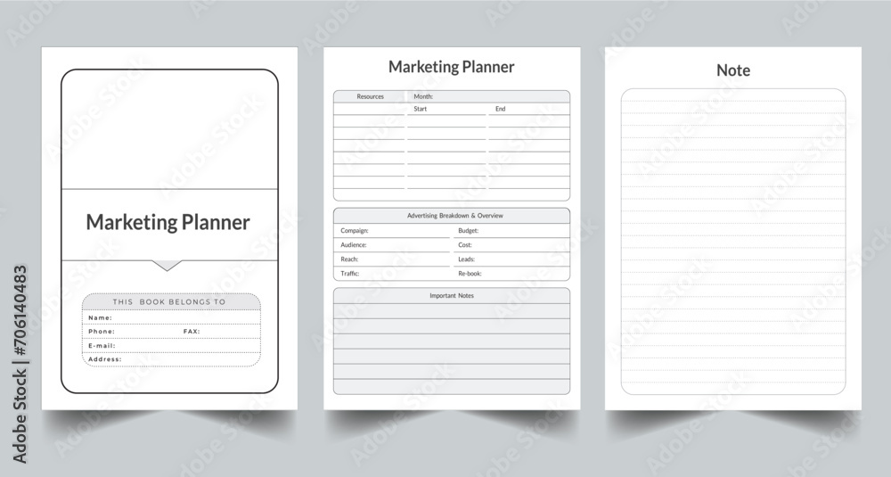 Editable Marketing Planner Kdp Interior printable template Design ...