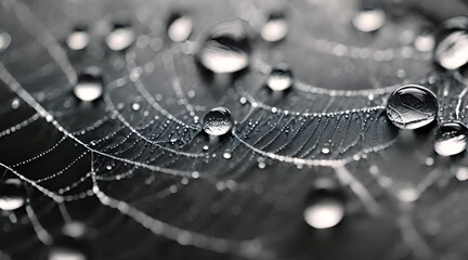 Wall Mural - water droplets cling to delicate morning spider web
