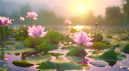 Canvas Print - pink water lilies