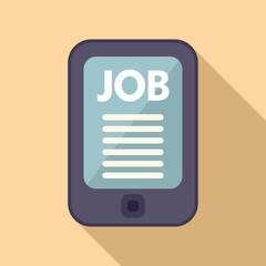 Sticker - Tablet seek job icon flat vector. Career glass. Search folder interview