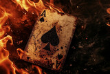 Fototapeta  - A burning ace playing card - Generative AI
