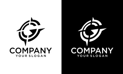 Compass logo design vector. Monogram G abstract sign symbol.