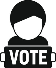 Sticker - Vote person banner icon simple vector. Choice election. Democracy citizen