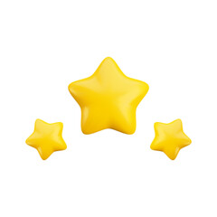 Wall Mural - vector cartoon 3d three gold stars. realistic 3d render game achievements concept on white backgroun