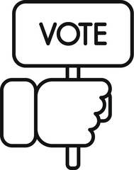 Sticker - Vote banner hand icon outline vector. Report happy. Machine state place