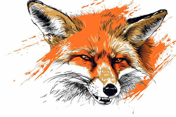 Wall Mural - drawing fox stroke style