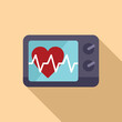 Ambulance car heart monitor icon flat vector. Chest disease. Fear heart