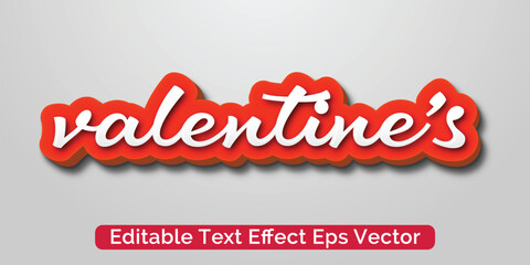 Valentine's 3d Text Effect Editable 3D Style eps vector