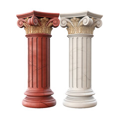 Wall Mural - Greek column arc with a classic double color scheme isolated on transparent background