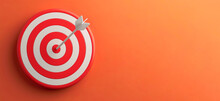 Business Targeting And Winning Goals Business Concept, An Arrow Hits The Centre Of Dart Board. Copy Space For Text. Stylised 3D Rendering. AI Generated Illustration. 