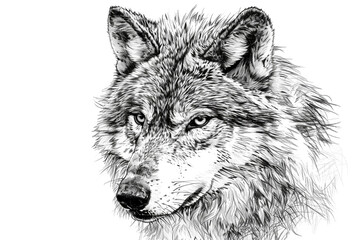 Wall Mural - draw a wolf scribble style