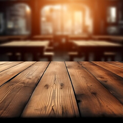 Poster - Desk of free space and blurred background of bar