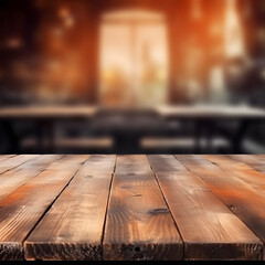 Poster - Desk of free space and blurred background of bar