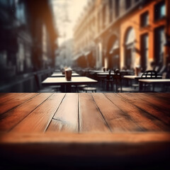 Poster - Desk of free space and blurred background of bar