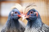Fototapeta  - close-up of guinea fowls grooming each other