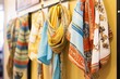 colorful scarves arranged artistically on boutique stand