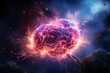 Brain shaped universe, beautiful, psychedelic colors, cinematic dramatic atmosphere