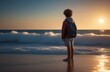 © Iulia - ittle Israeli boy against the background of the sea, dawn