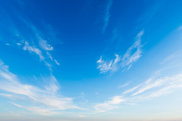 Wall Mural - beautiful airatmosphere bright blue sunset sky background abstract clear texture with white clouds.