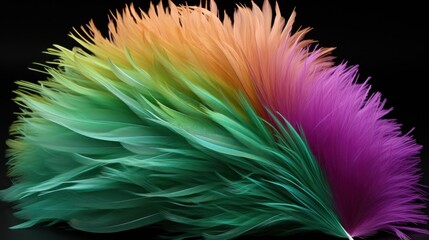 Canvas Print - A close up of a colorful feather on a black background