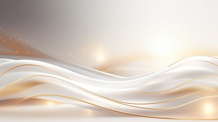 Wall Mural - Luxury with golden curve light effect decoration and bokeh white background.