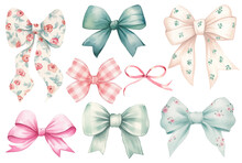 Pink Teal And Lilac Girly Ribbon Bows
