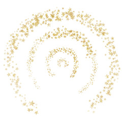 Wall Mural - gold glitter spiral. golden sparkle confetti. spiral frame on transparent background.
