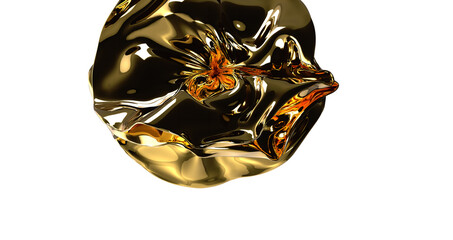 Aufkleber - Lustrous Texture: Abstract 3D Gold Cloth Illustration for Rich and Glamorous Designs