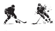 Hockey player silhouette bundle, set of hockey player silhouette black clean simple artwork vector download