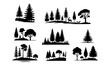Forest scenery black and white detailed scenery , black and white scenery set
