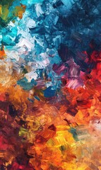Wall Mural - abstract art with different patterns in oil canvas, compositions, design, created with ai