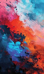 Wall Mural - abstract art with different patterns in oil canvas, compositions, design, created with ai