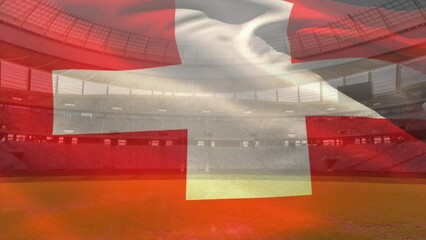 Canvas Print - Animation of waving flag of switzerland over stadium