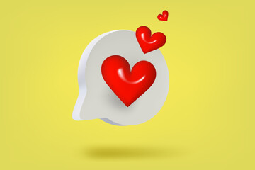 Poster - Speech bubble with hearts. Love message concept. 3d vector illustration