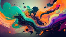 Abstract Watercolor Background.an Artistic Digital Artwork Featuring An Abstract Background With Fluid And Organic Forms. Use A Harmonious Color Palette To Evoke A Sense Of Emotion And Movement Within