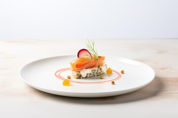 Wall Mural - bagel with smoked salmon and cream cheese, on a white plate