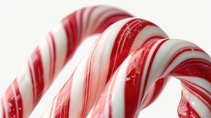 Poster - A close-up shot of a candy cane resting on a table. Perfect for holiday-themed projects and sweet treat illustrations