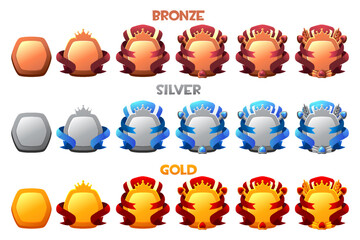 Wall Mural - Full set of badges for the 2D game by levels.