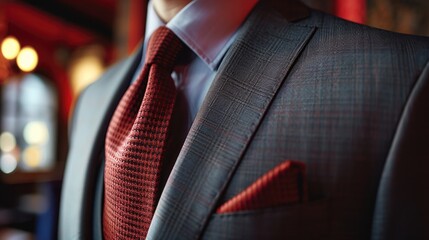 Sticker - A picture of a man dressed in a suit and wearing a red tie. This image can be used for business-related themes or professional concepts