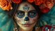 Vibrant Day of the Dead Face Paint - Traditional Catrina Portrait