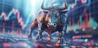 © gustav - bull and bullish chart on the screen of the created by ai