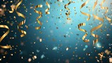 Fototapeta  - Golden Confetti Celebration - Vibrant Party Decoration Background