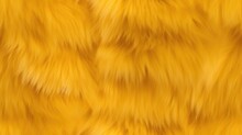 Yellow Colored Fake Fur Seamless Pattern. Repeated Background Of Fluffy Texture.