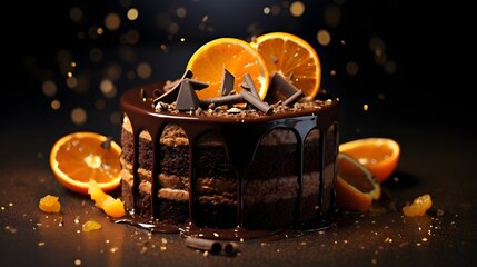 Wall Mural - Dark chocolate orange truffle cake