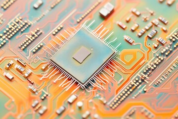 Canvas Print - angled view of microprocessor pins close-up